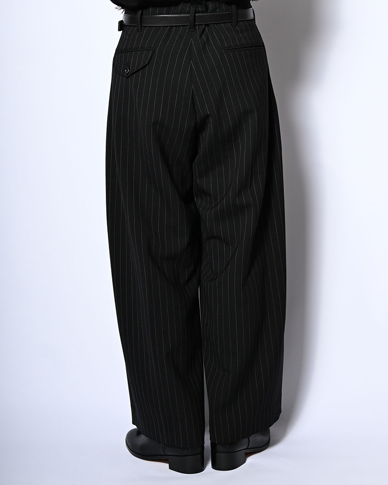 PLEATS BONDED WOOL PT -BLACK-