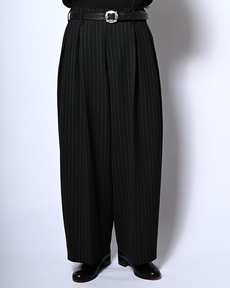PLEATS BONDED WOOL PT -BLACK-