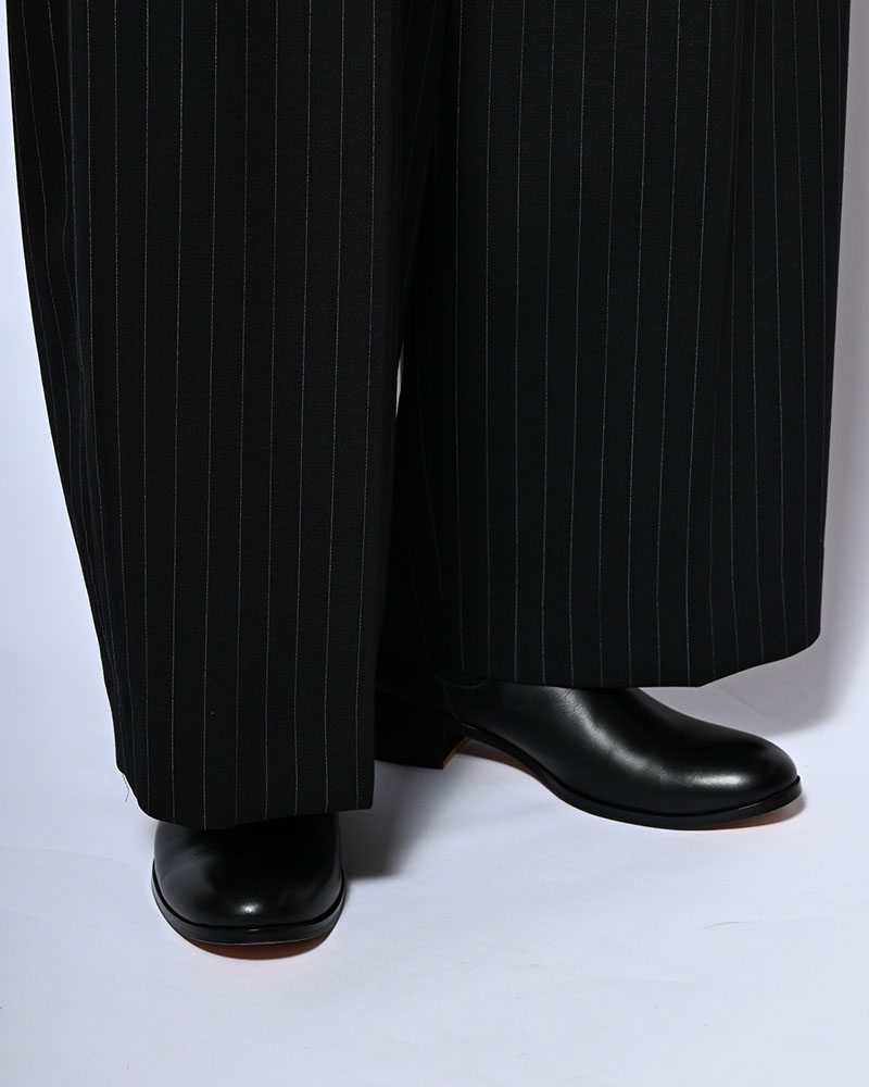 PLEATS BONDED WOOL PT -BLACK-