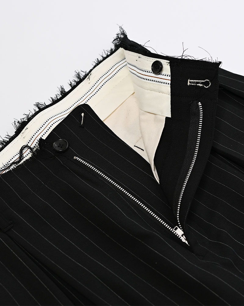 PLEATS BONDED WOOL PT -BLACK-