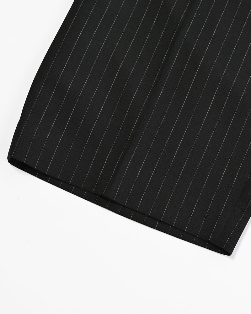 PLEATS BONDED WOOL PT -BLACK-