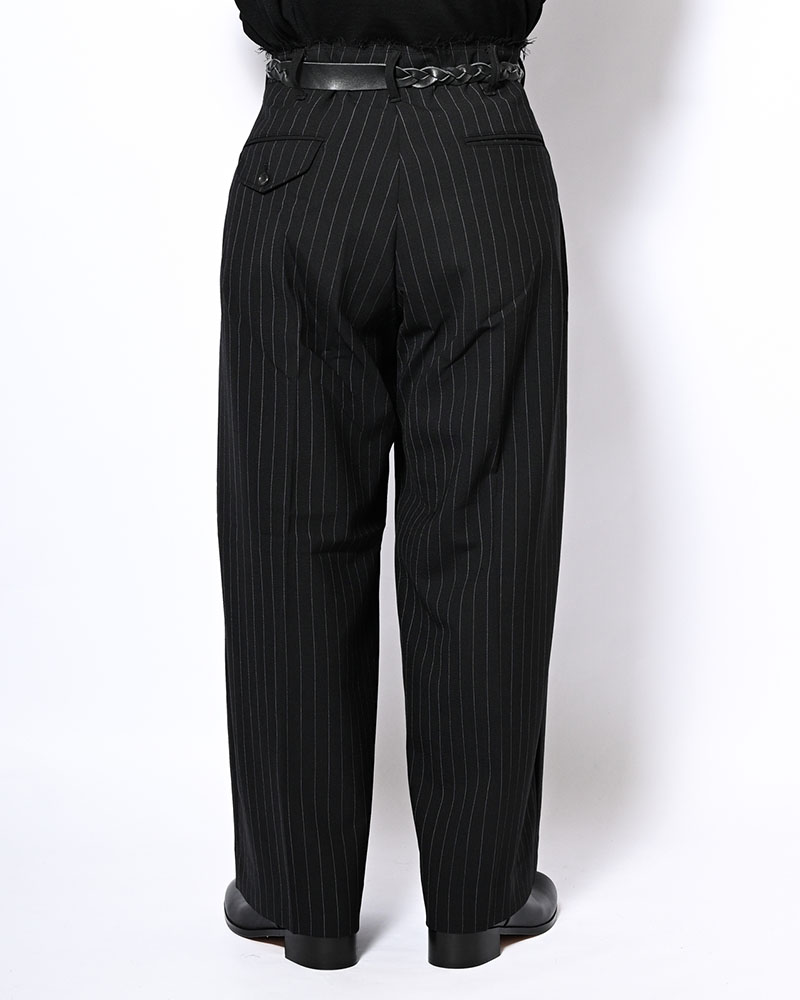 PLEATS BONDED WOOL PT -NAVY-