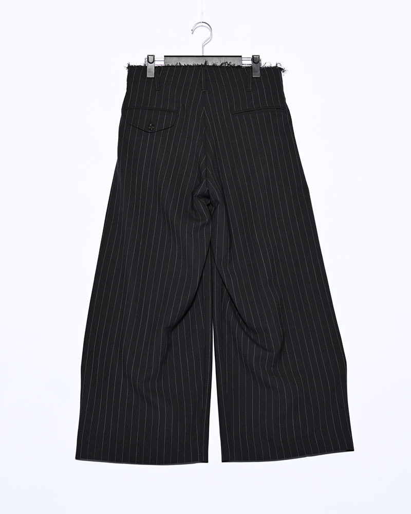 PLEATS BONDED WOOL PT -NAVY-
