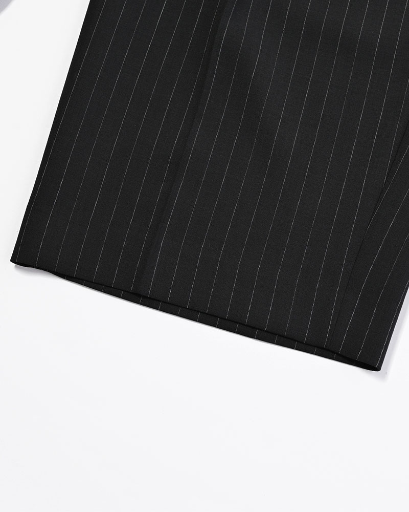 PLEATS BONDED WOOL PT -NAVY-