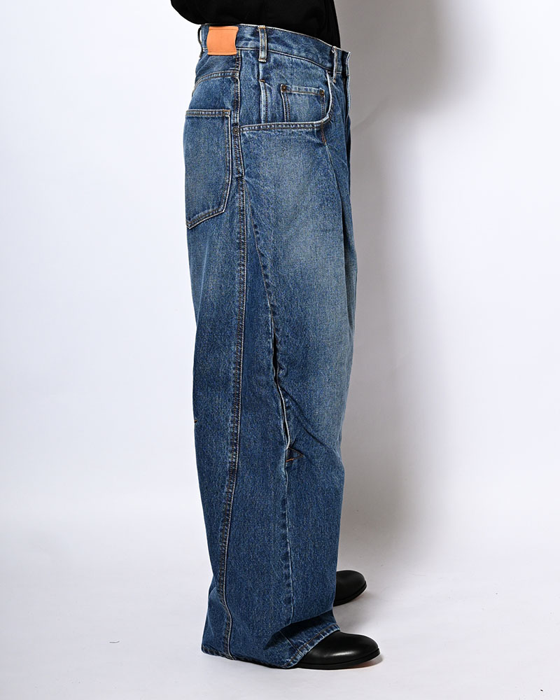 3D CUTTING DENIM PT -INDIGO-