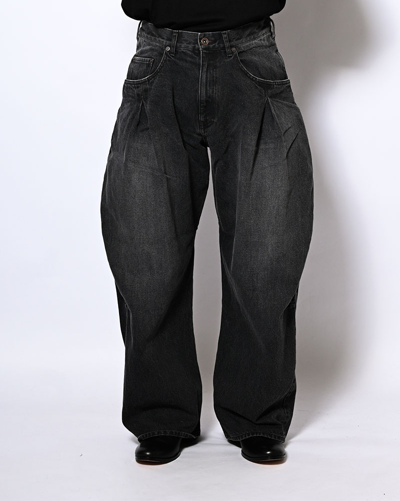 3D CUTTING DENIM PT -BLACK-
