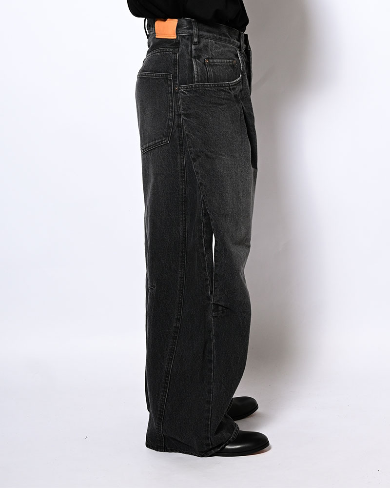 3D CUTTING DENIM PT -BLACK-