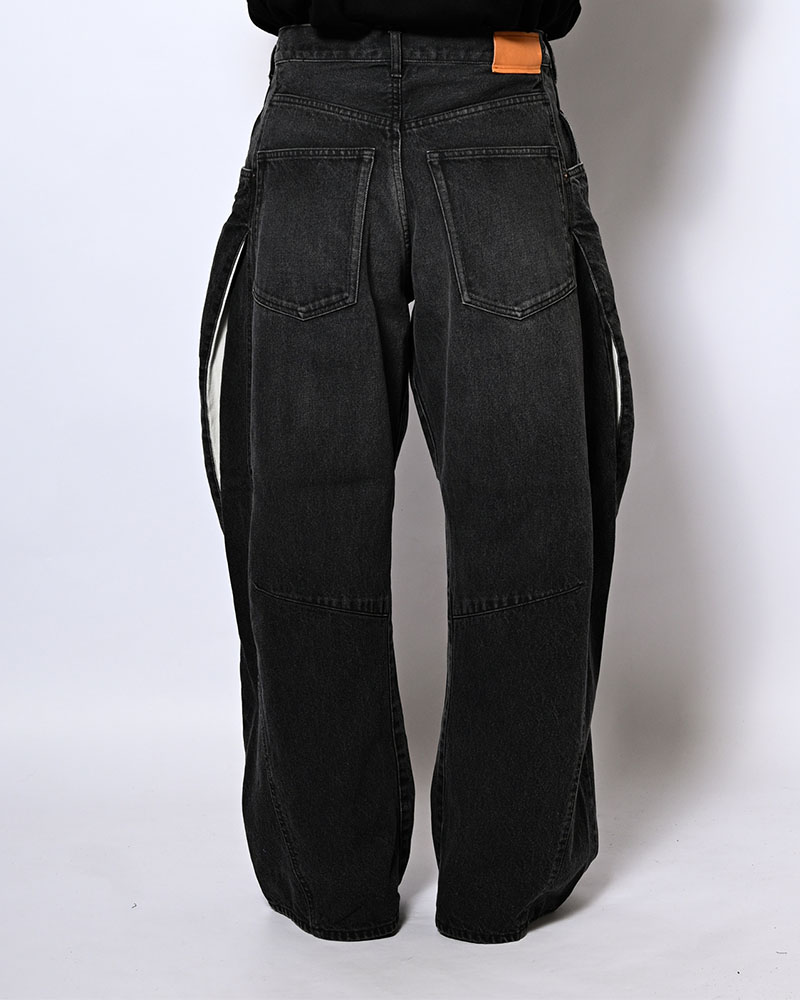3D CUTTING DENIM PT -BLACK-