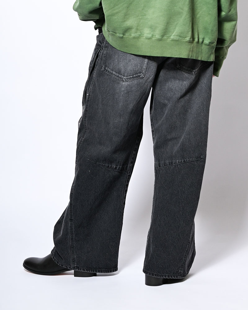 3D CUTTING DENIM PT -BLACK-