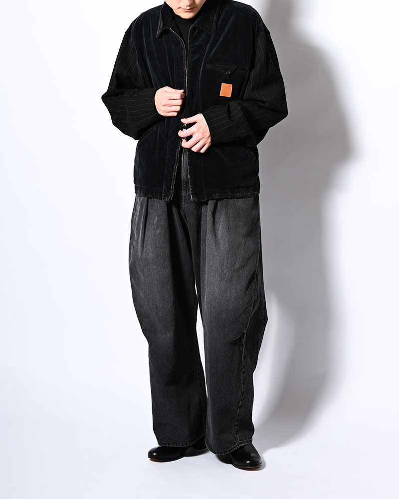 3D CUTTING DENIM PT -BLACK-