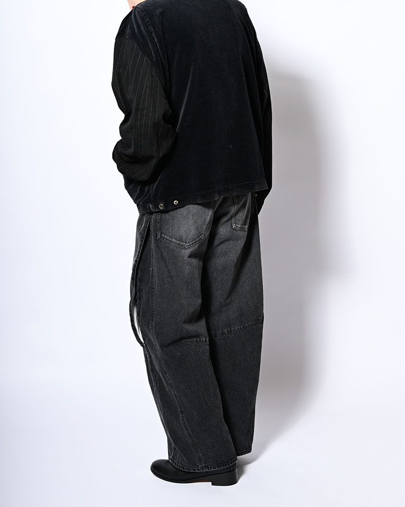 3D CUTTING DENIM PT -BLACK-