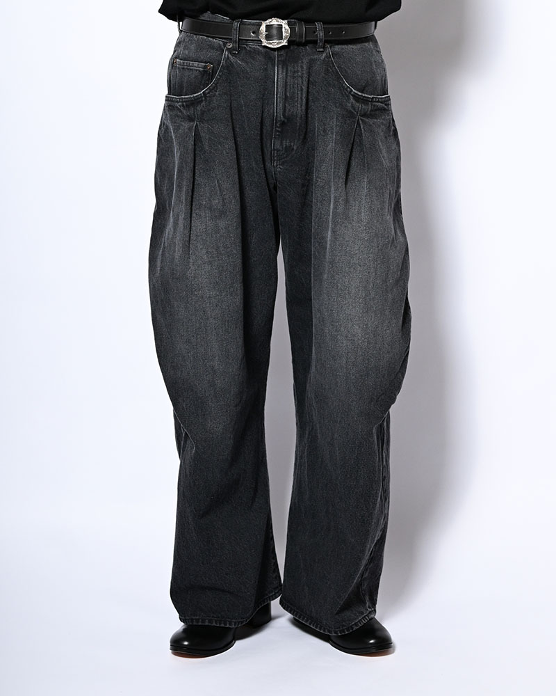3D CUTTING DENIM PT -BLACK-