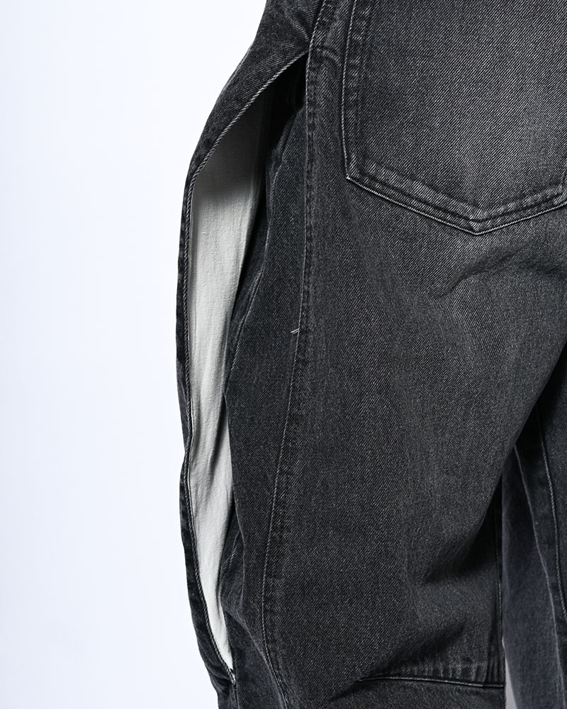 3D CUTTING DENIM PT -BLACK-