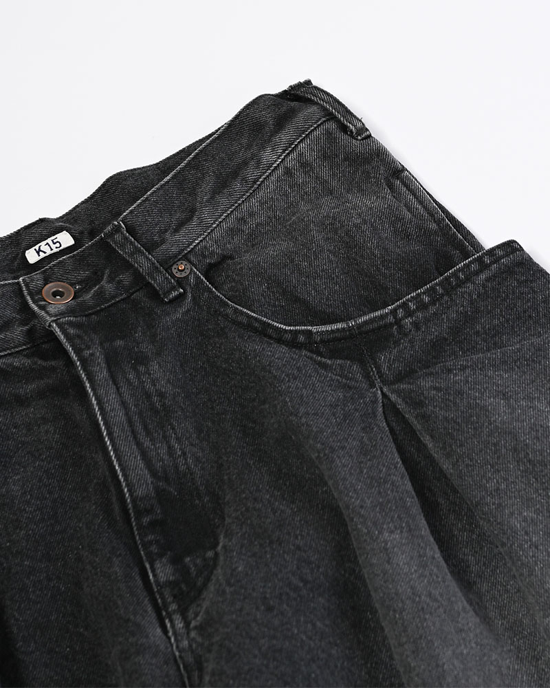 3D CUTTING DENIM PT -BLACK-
