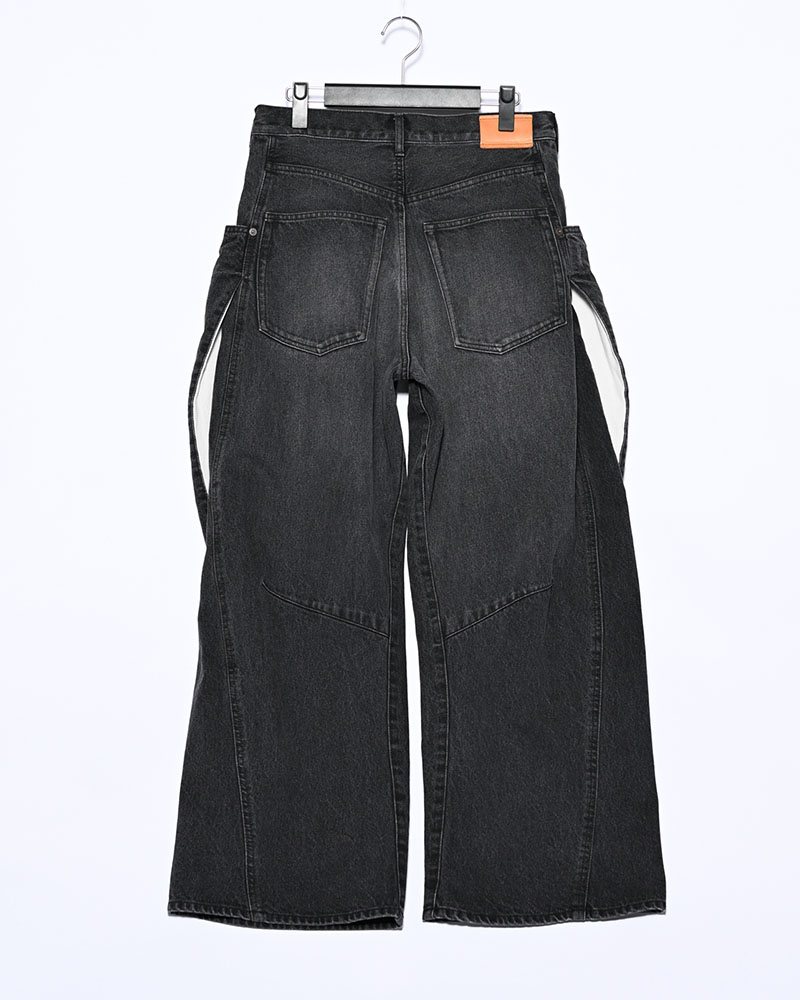 3D CUTTING DENIM PT -BLACK-