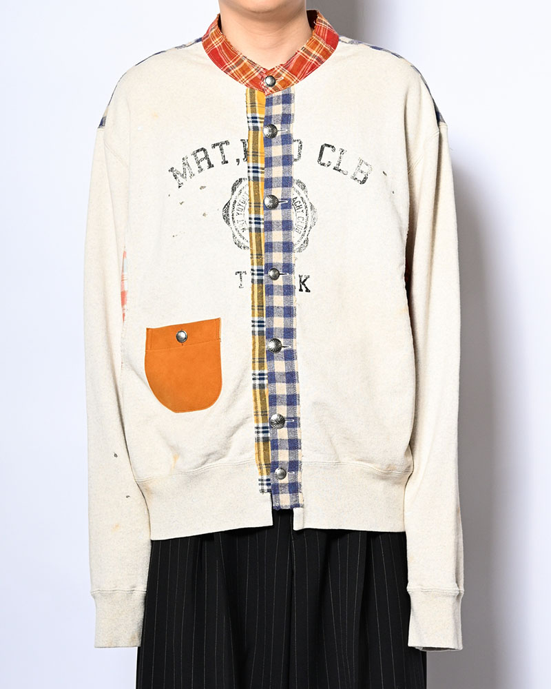 VINTAGE-FINISHED SWEAT CARDIGAN -OATMEAL-