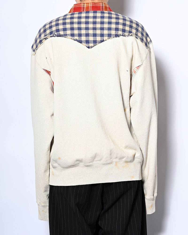 VINTAGE-FINISHED SWEAT CARDIGAN -OATMEAL-