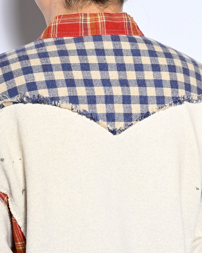 VINTAGE-FINISHED SWEAT CARDIGAN -OATMEAL-