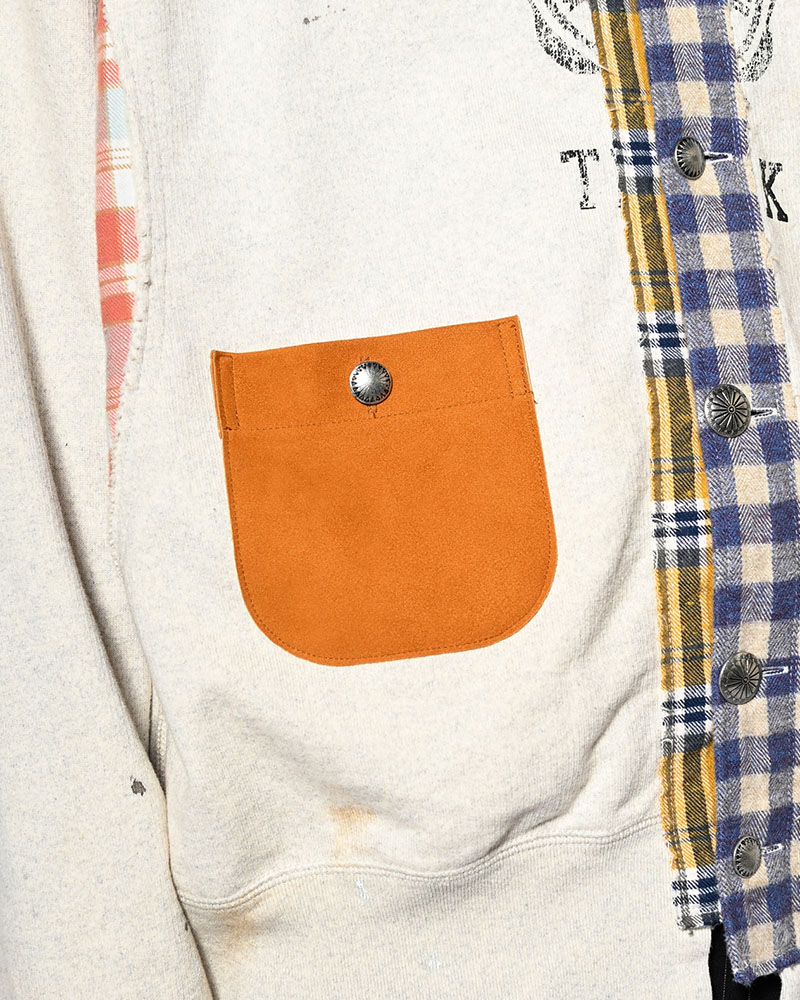 VINTAGE-FINISHED SWEAT CARDIGAN -OATMEAL-