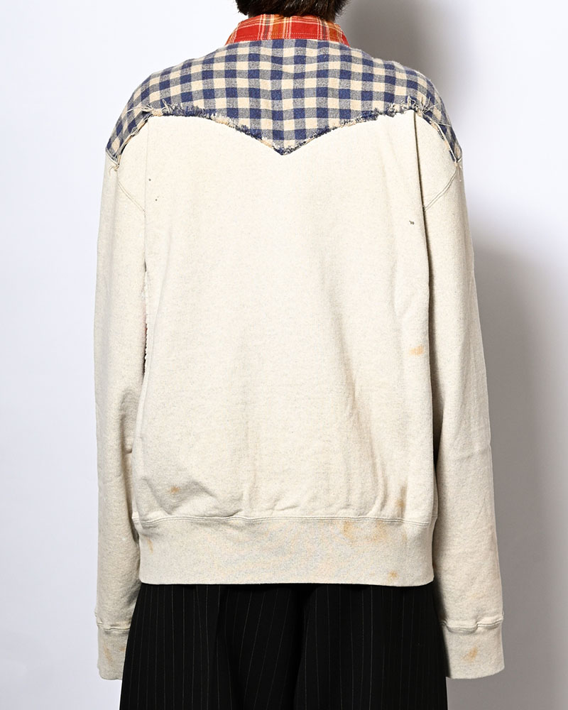 VINTAGE-FINISHED SWEAT CARDIGAN -OATMEAL-