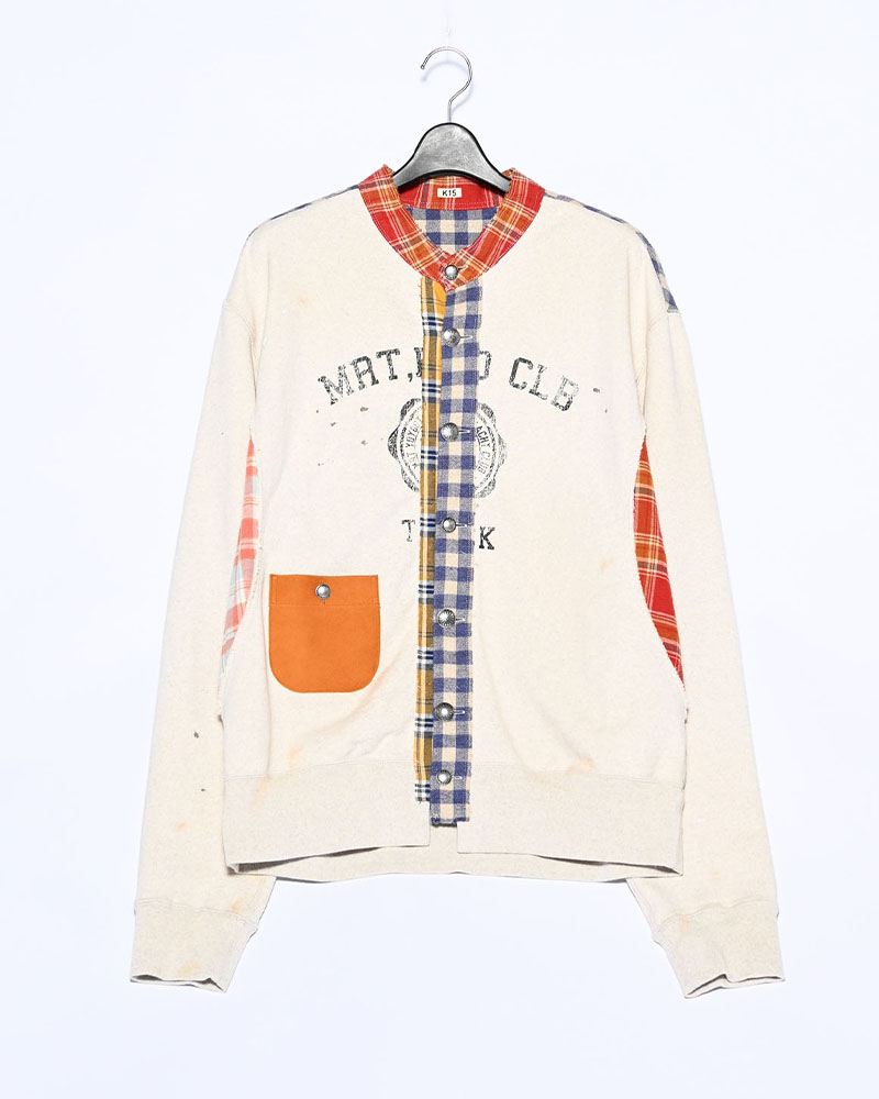 VINTAGE-FINISHED SWEAT CARDIGAN -OATMEAL-