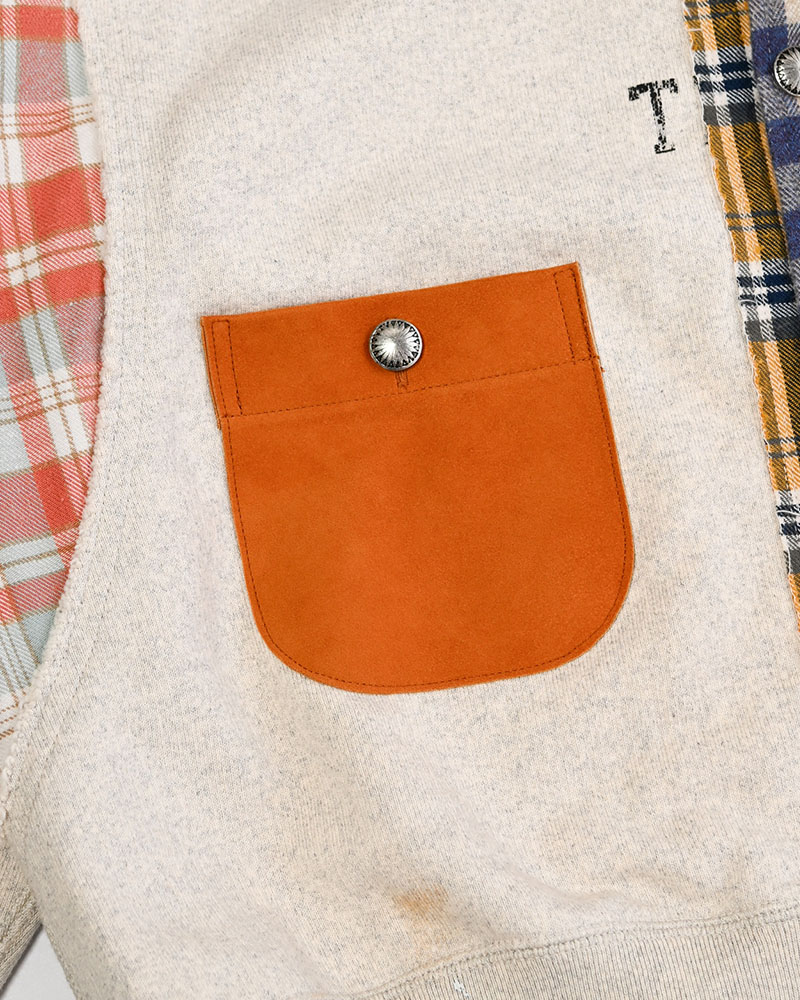 VINTAGE-FINISHED SWEAT CARDIGAN -OATMEAL-