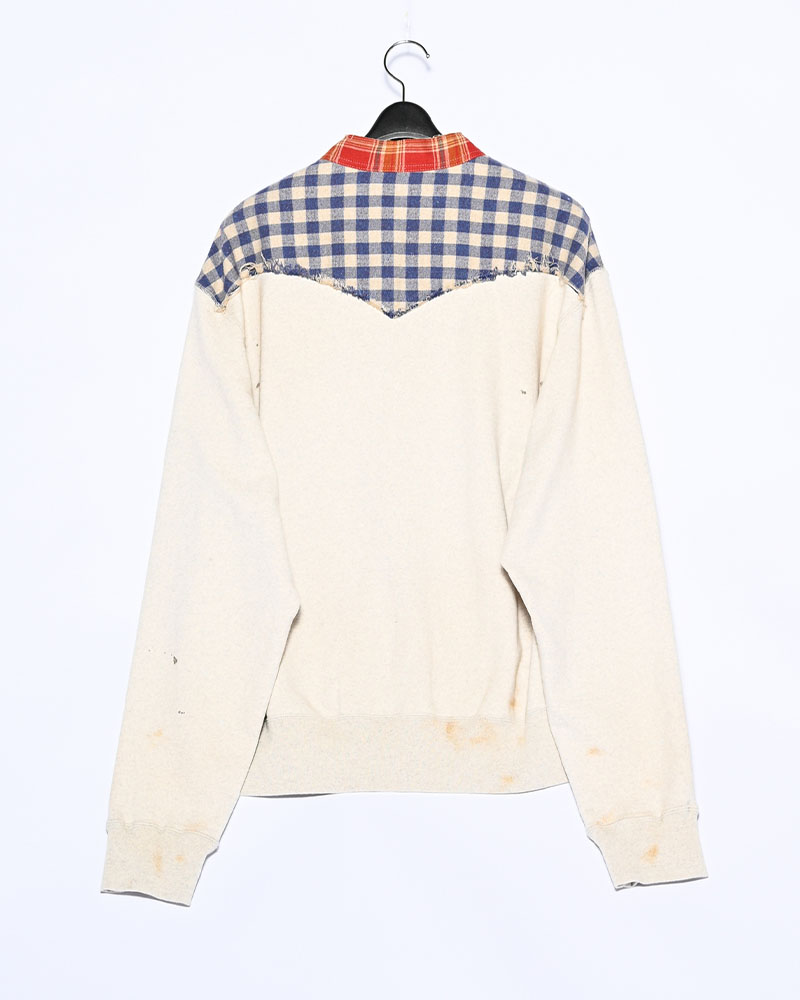 VINTAGE-FINISHED SWEAT CARDIGAN -OATMEAL-