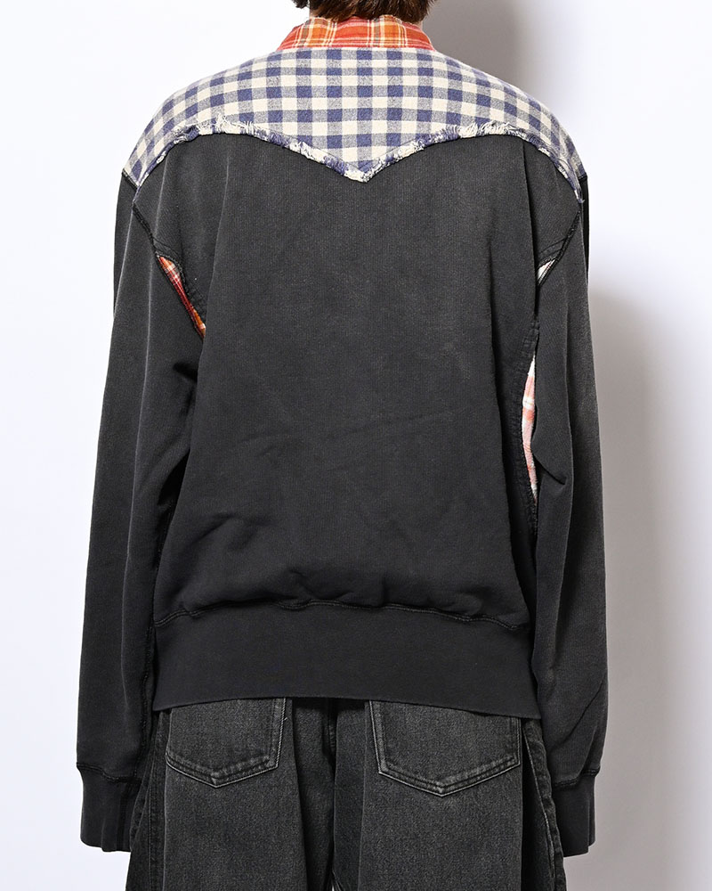 VINTAGE-FINISHED SWEAT CARDIGAN -BLACK-