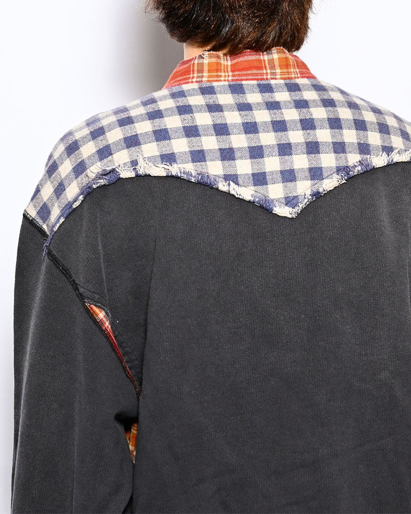 VINTAGE-FINISHED SWEAT CARDIGAN -BLACK-