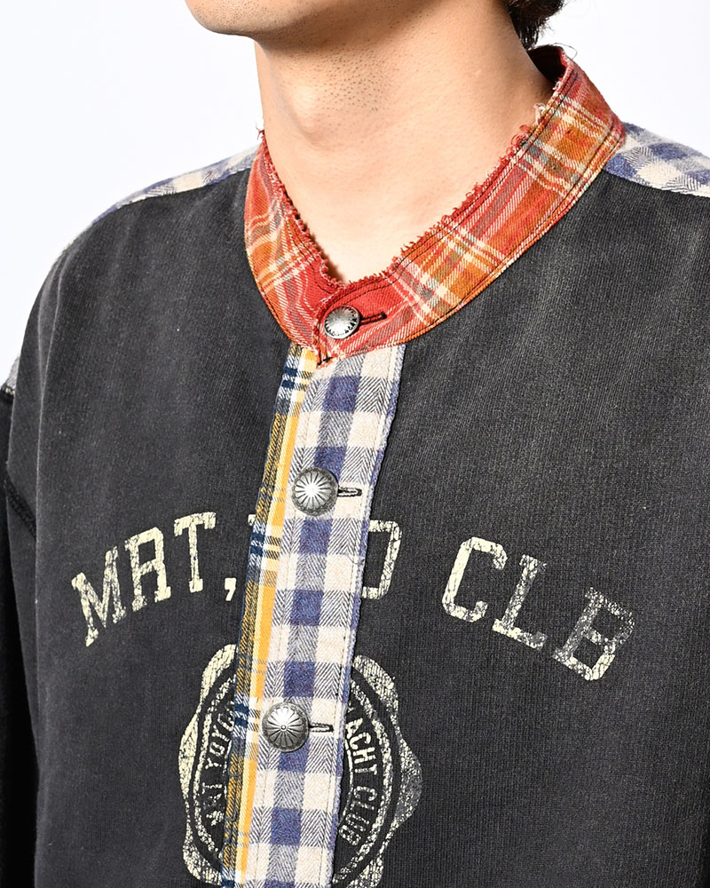 VINTAGE-FINISHED SWEAT CARDIGAN -BLACK-