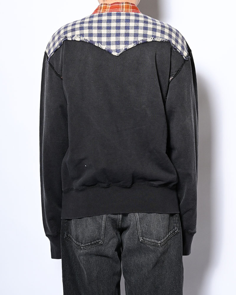 VINTAGE-FINISHED SWEAT CARDIGAN -BLACK-