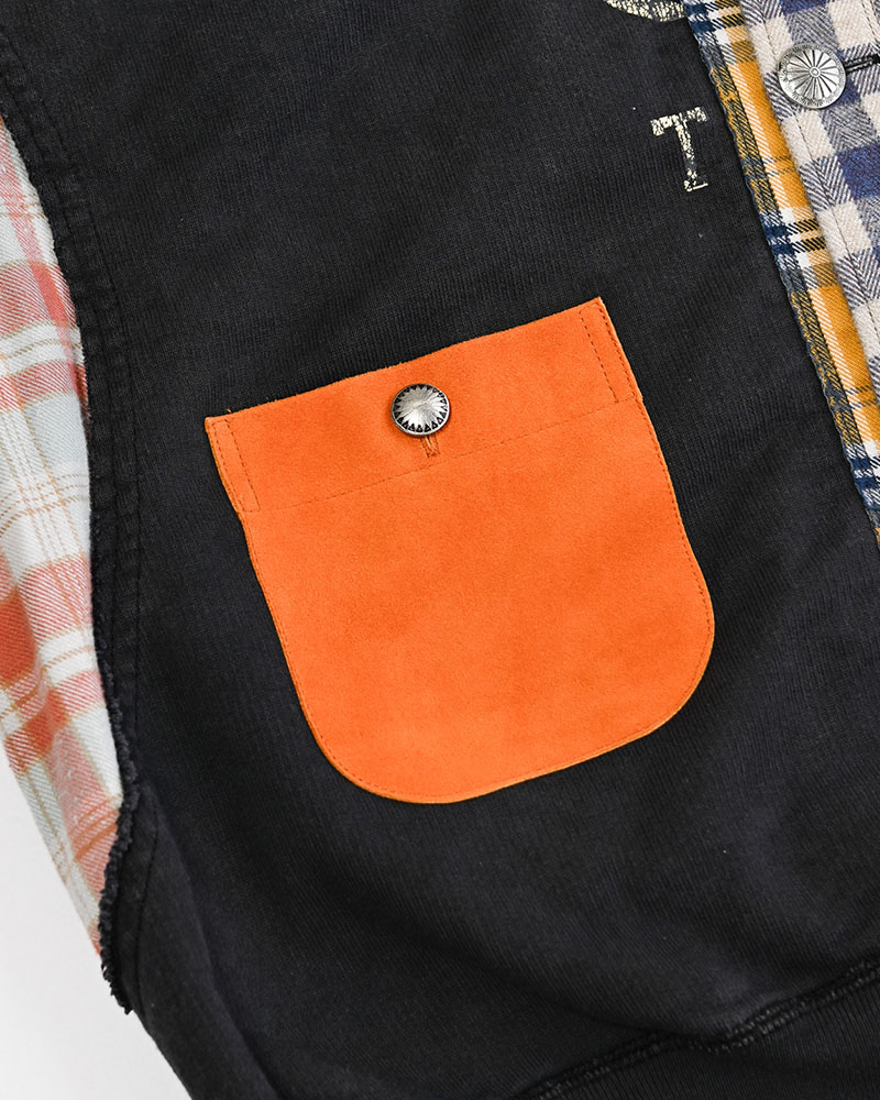 VINTAGE-FINISHED SWEAT CARDIGAN -BLACK-