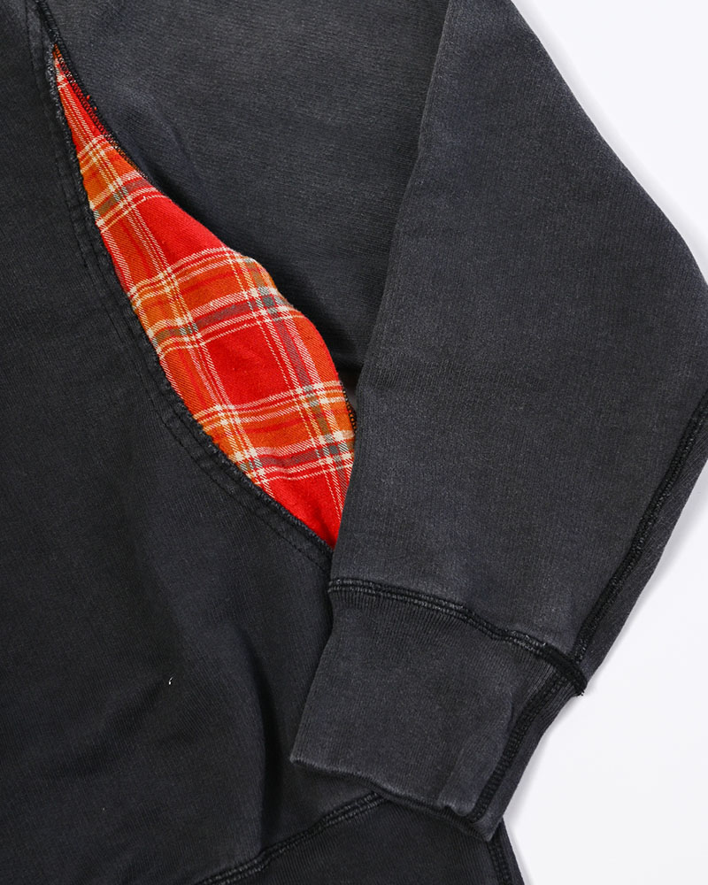 VINTAGE-FINISHED SWEAT CARDIGAN -BLACK-