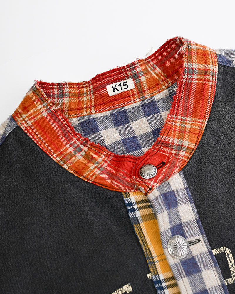 VINTAGE-FINISHED SWEAT CARDIGAN -BLACK-