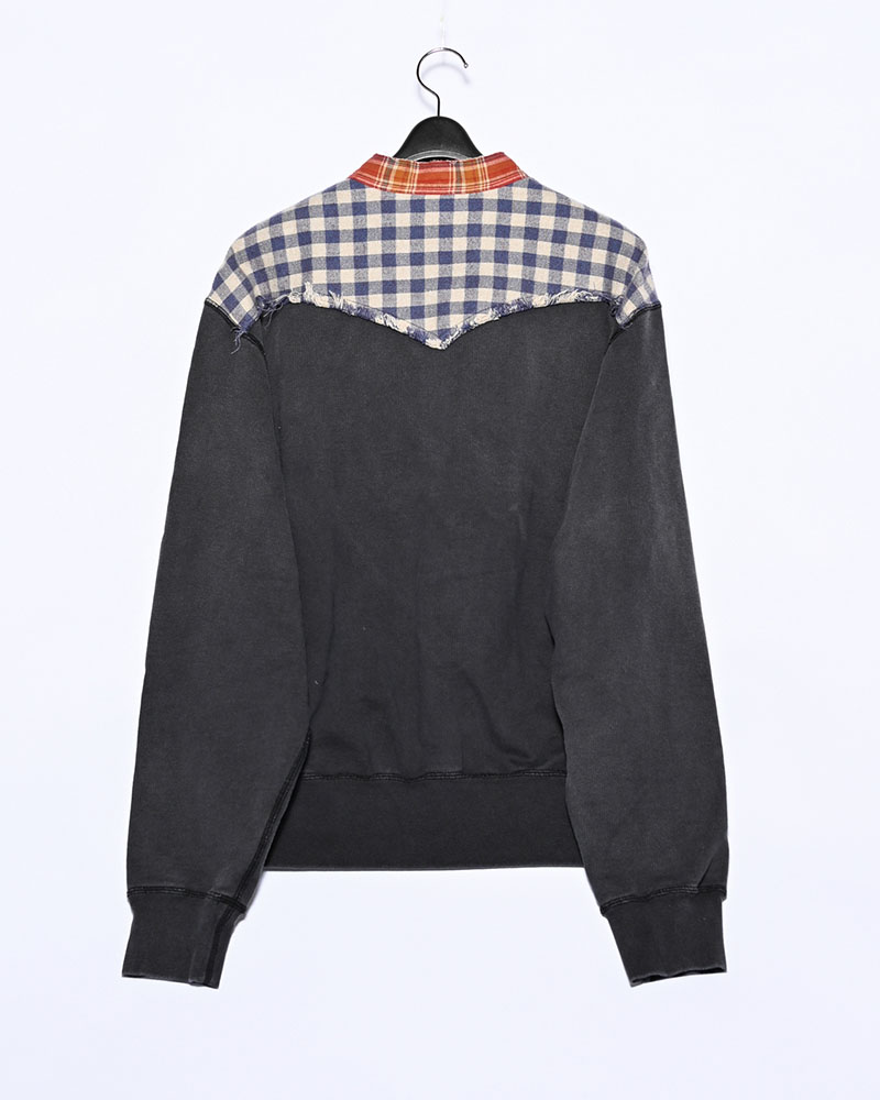 VINTAGE-FINISHED SWEAT CARDIGAN -BLACK-