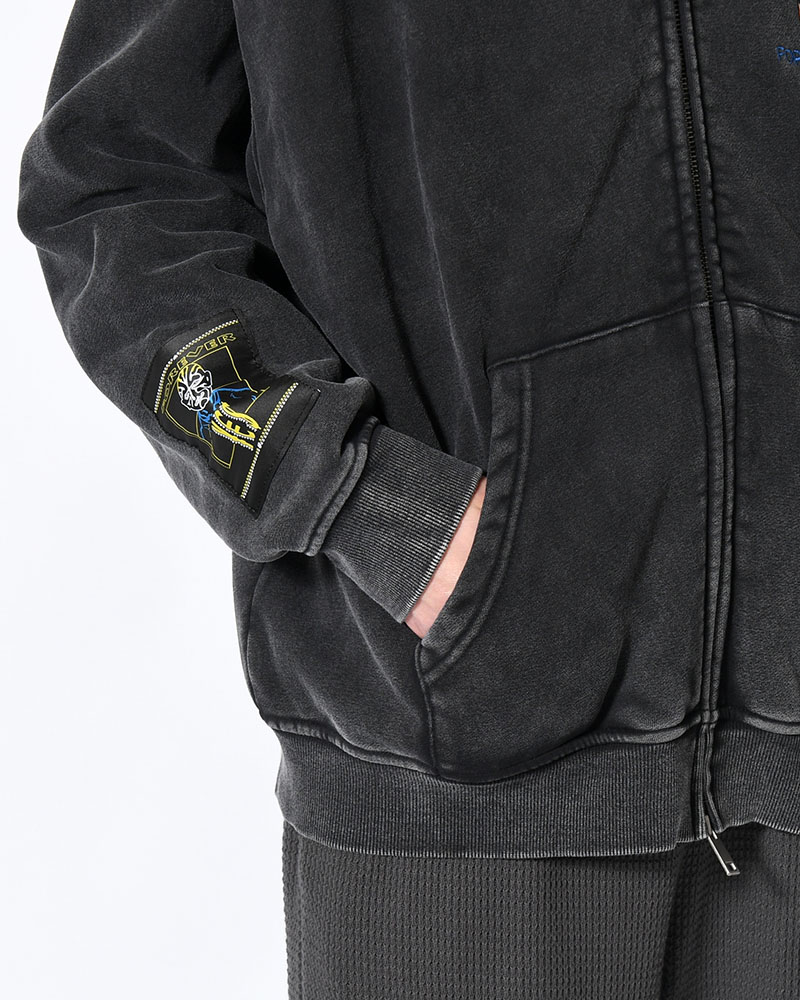 HEART ZIP HOODIE BY MEGU -BLACK-