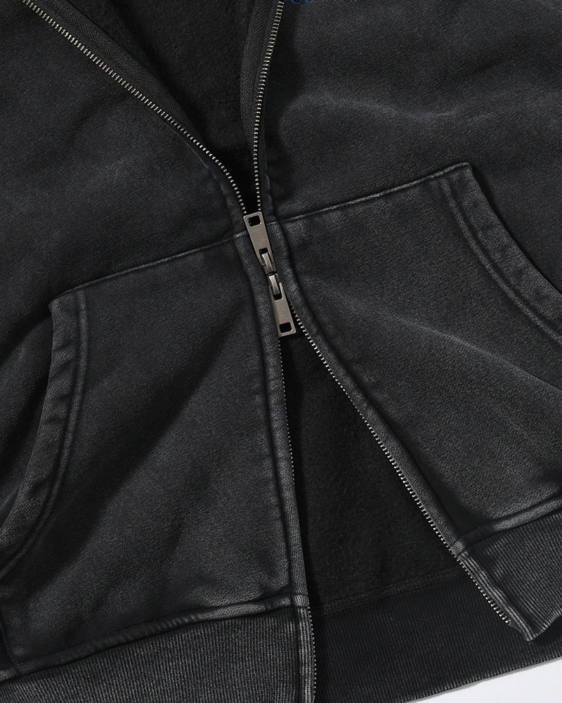 HEART ZIP HOODIE BY MEGU -BLACK-