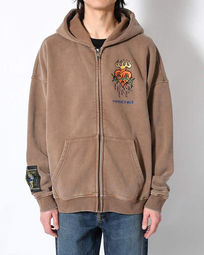 HEART ZIP HOODIE BY MEGU -BROWM-