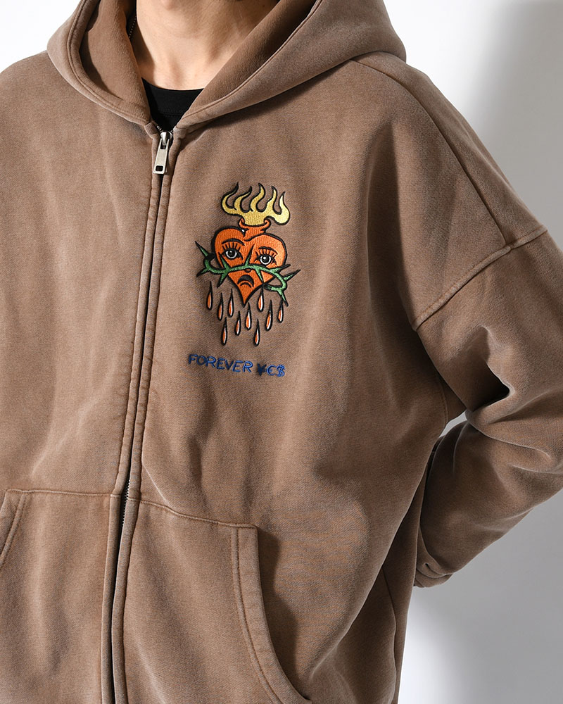 HEART ZIP HOODIE BY MEGU -BROWM-