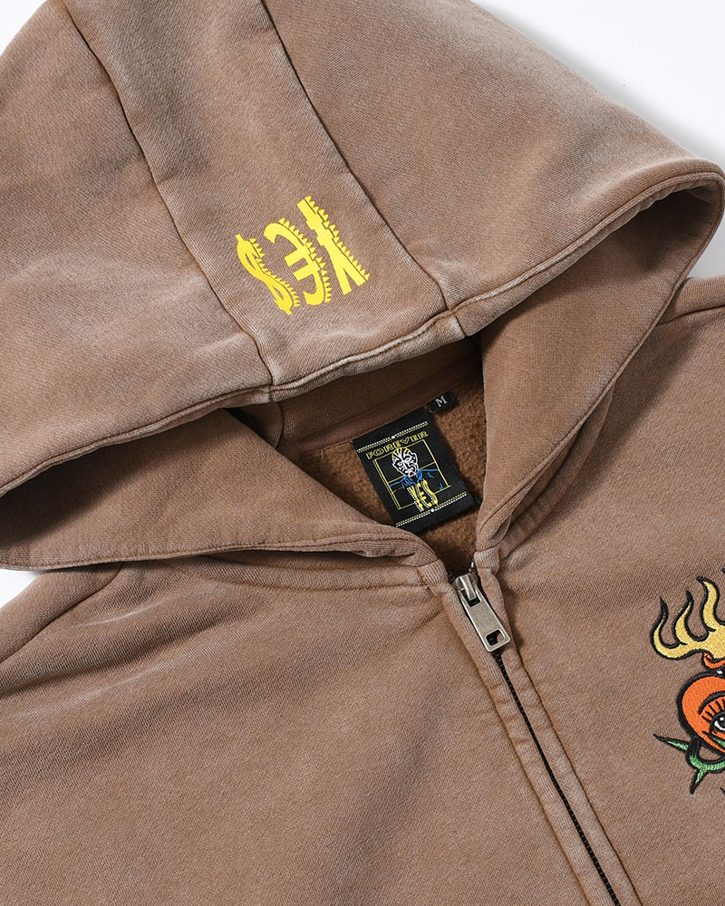 HEART ZIP HOODIE BY MEGU -BROWM-