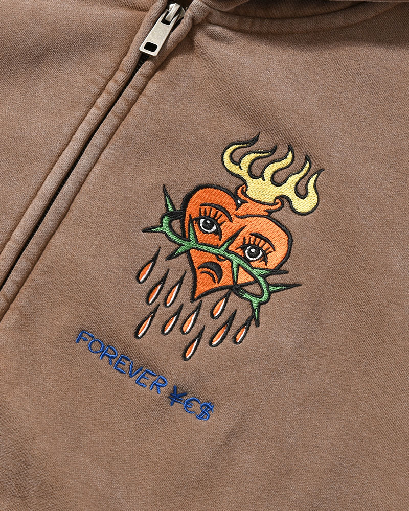 HEART ZIP HOODIE BY MEGU -BROWM-