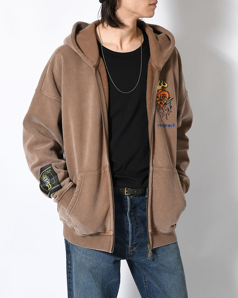 HEART ZIP HOODIE BY MEGU -BROWM-