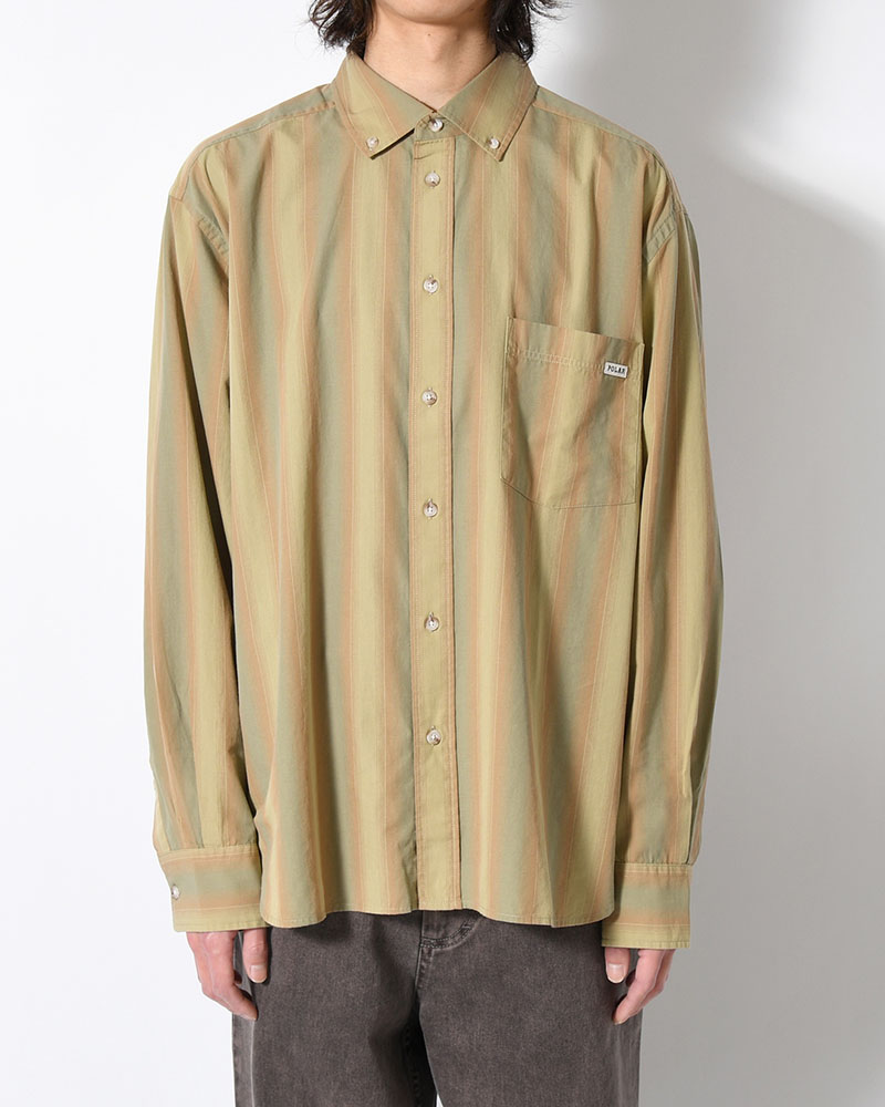 BEN LS SHIRT -GREEN STRIPE-