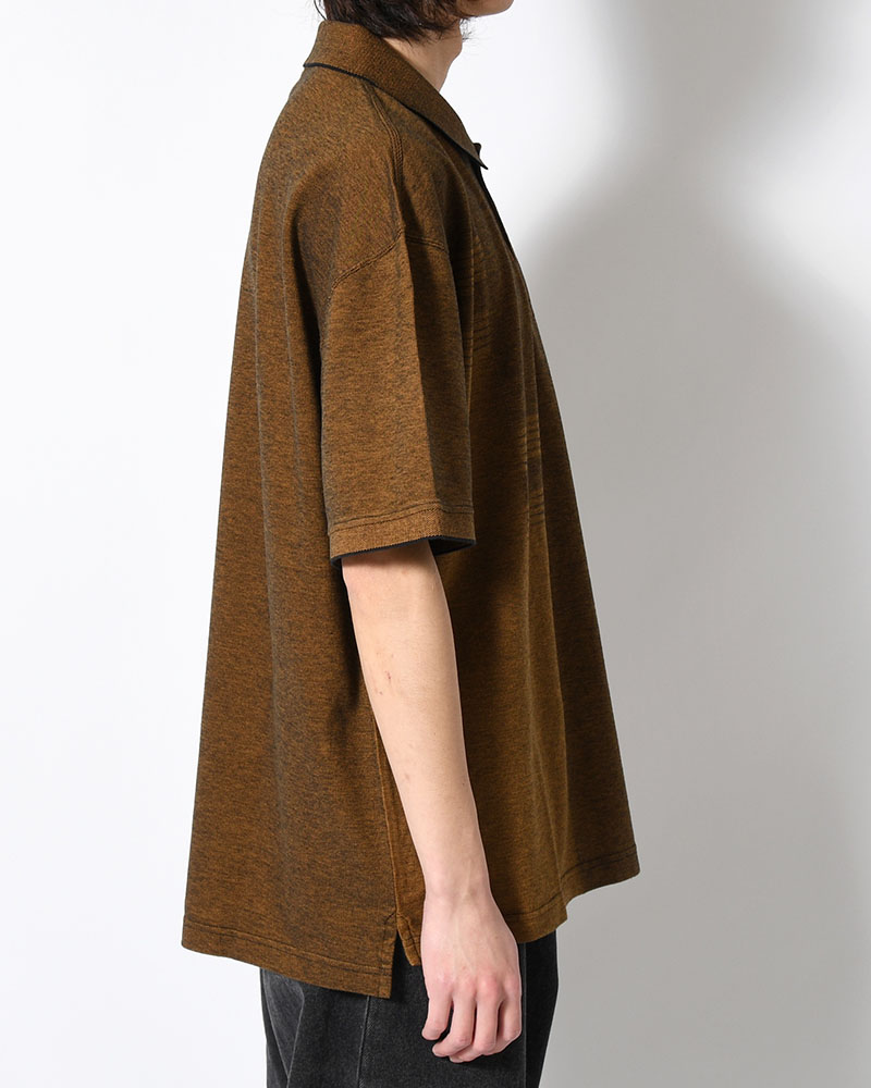 SURF POLO SHIRT / PIQUE -BLACK/CARAMEL-