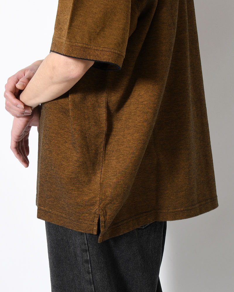 SURF POLO SHIRT / PIQUE -BLACK/CARAMEL-