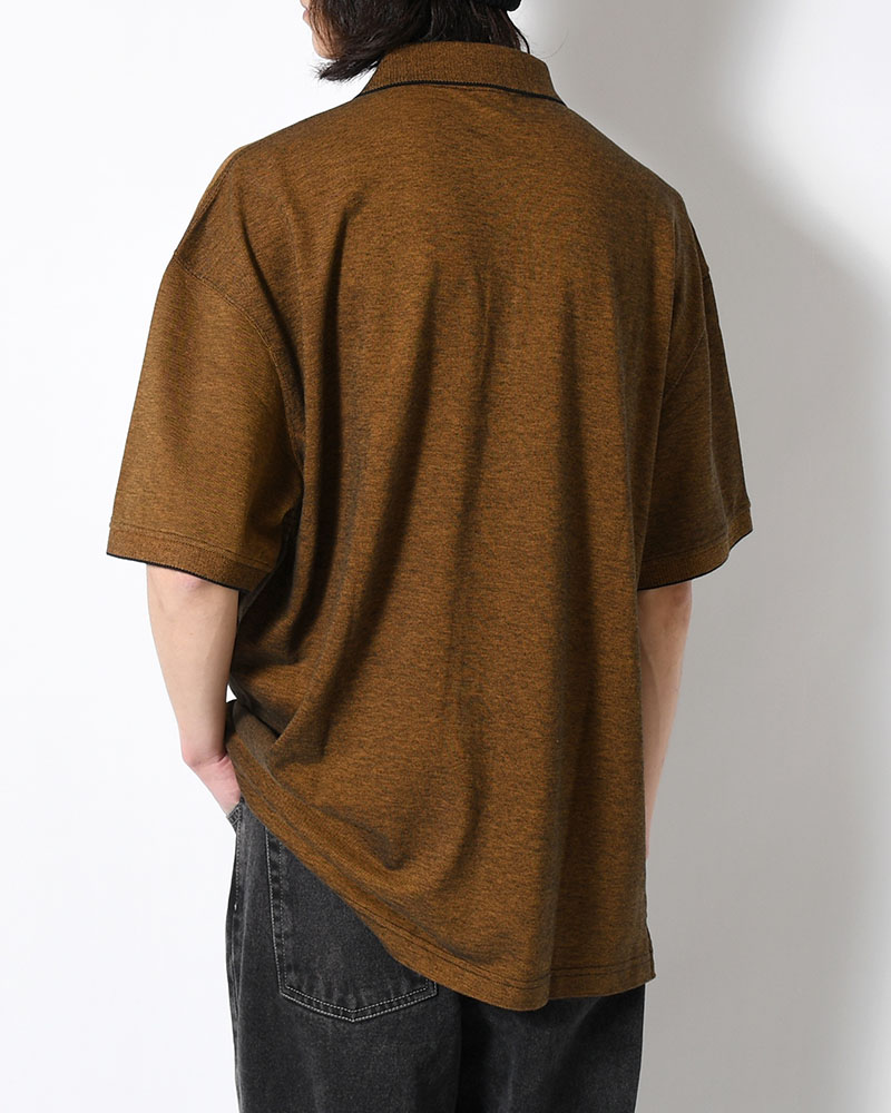 SURF POLO SHIRT / PIQUE -BLACK/CARAMEL-