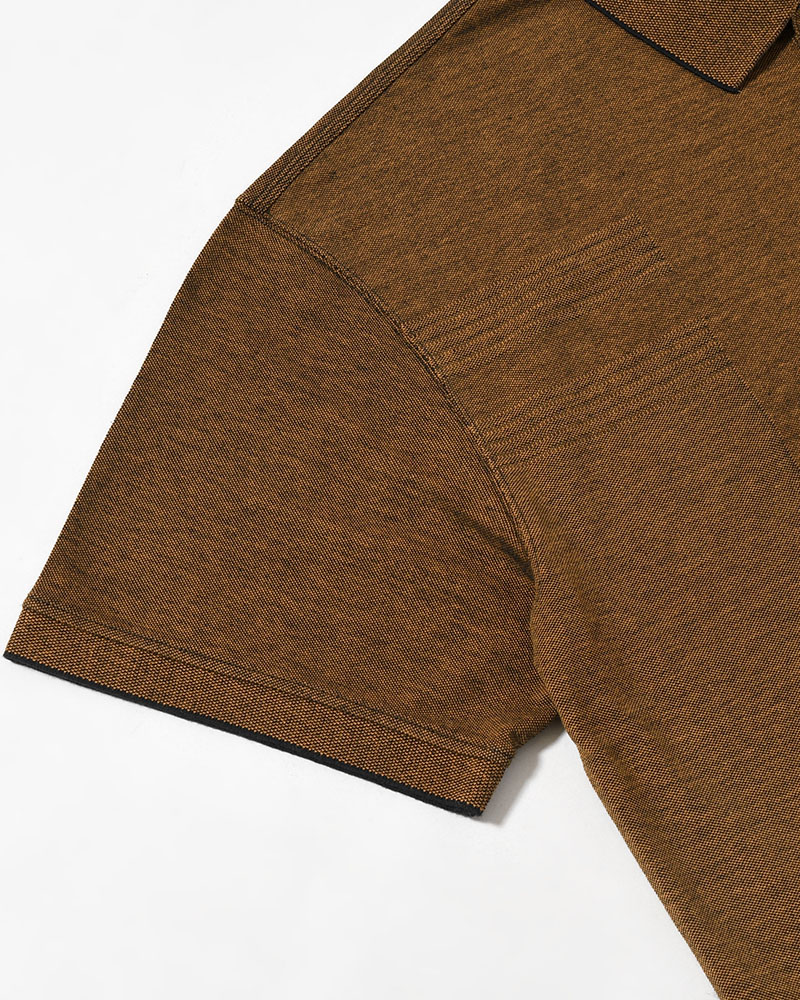 SURF POLO SHIRT / PIQUE -BLACK/CARAMEL-