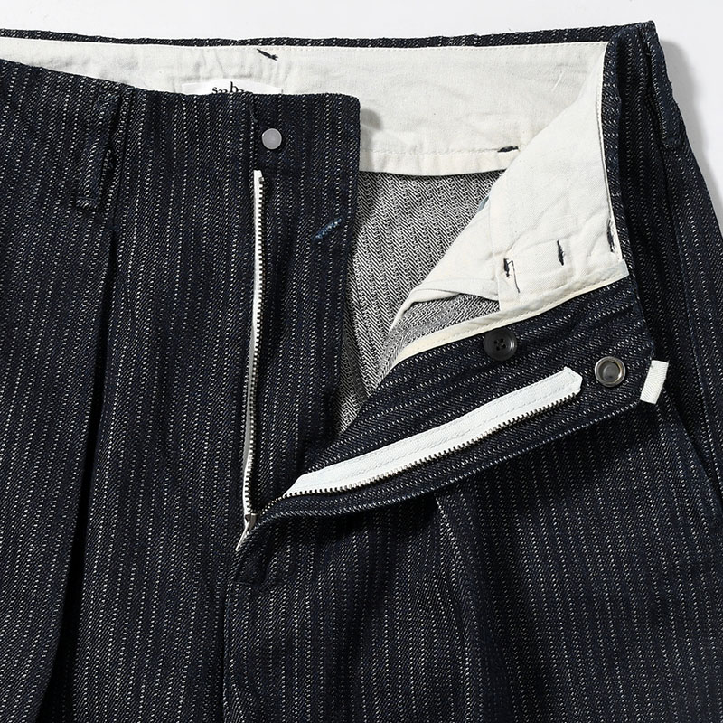 TUCK-BAGGY TYPE 2 Stripe Denim One Wash -2.COLOR-