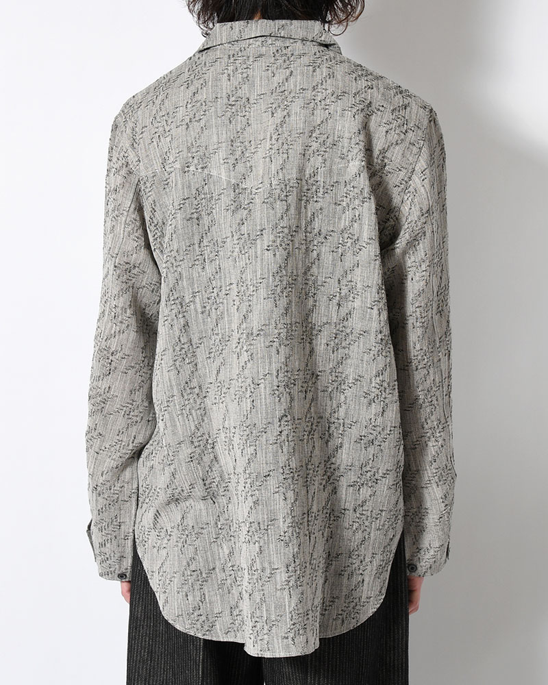LAPEL SHIRT Bishu Japan Cotton Linen Jacquard FAB -GRY×D.NAVY-