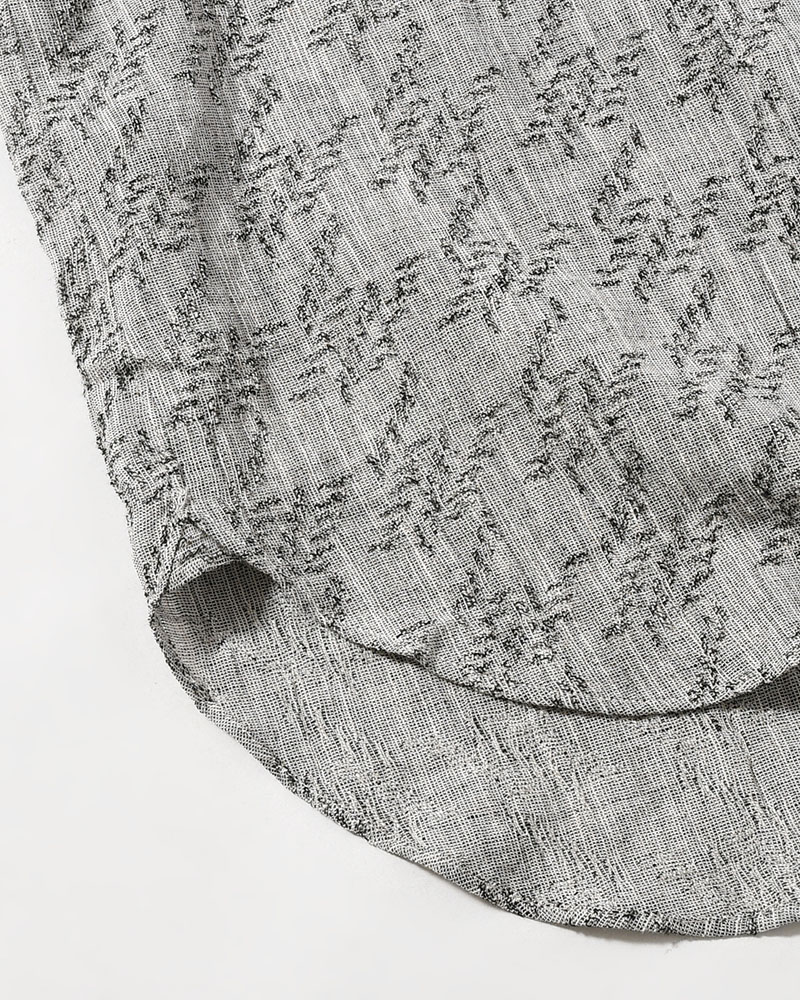 LAPEL SHIRT Bishu Japan Cotton Linen Jacquard FAB -GRY×D.NAVY-